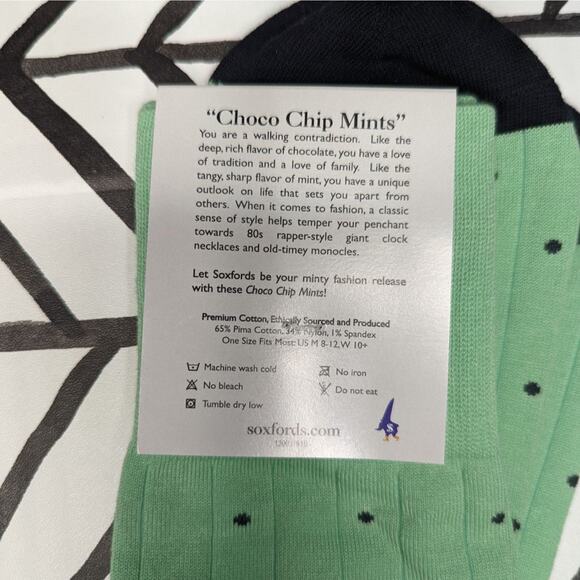 Soxfords Choco Chip Mints Mens Dress Socks Cotton Blend Mens 8-12 - Picture 2 of 3